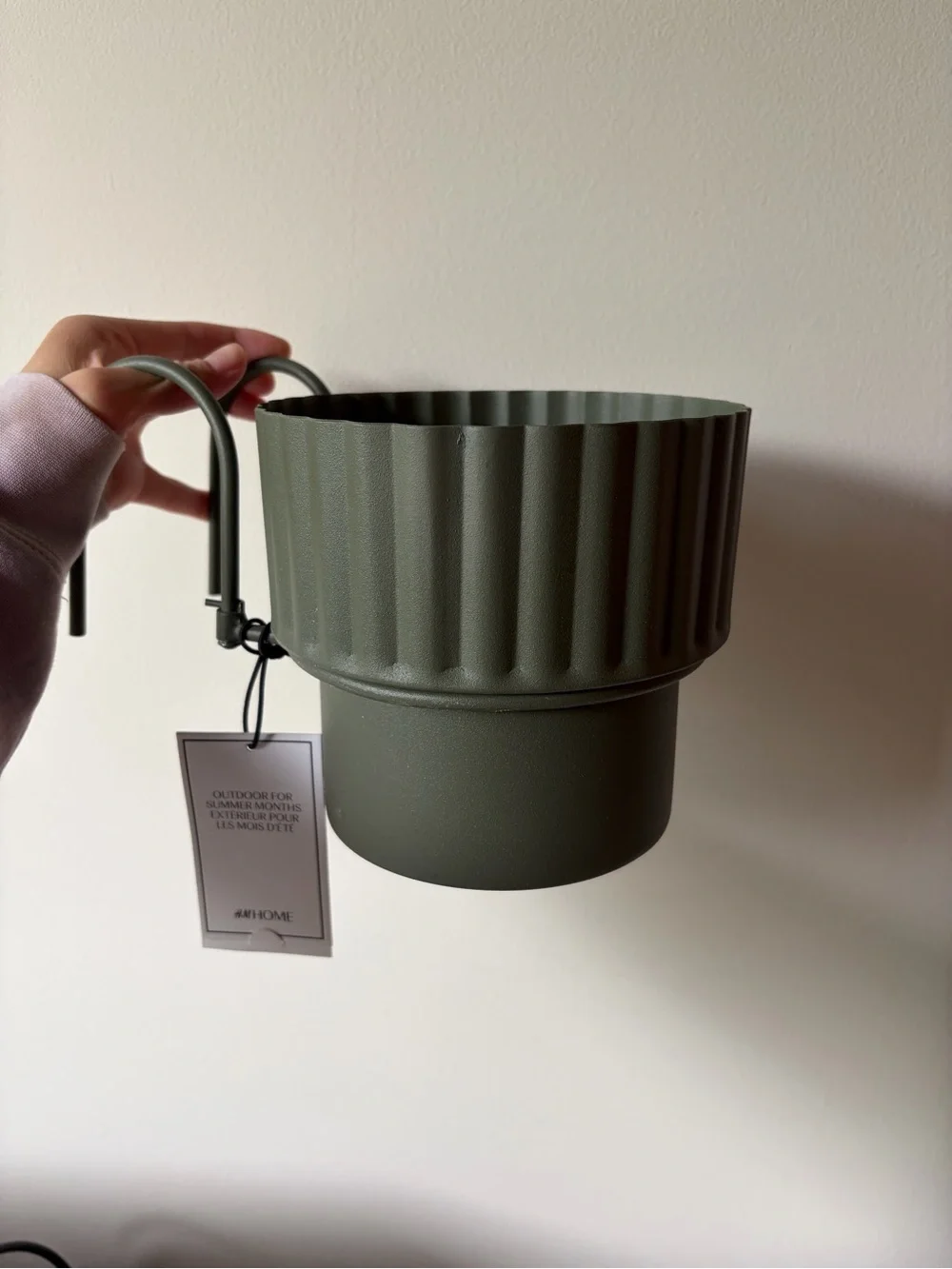 NEW H&M Olive Green Fluted Hanging Planter